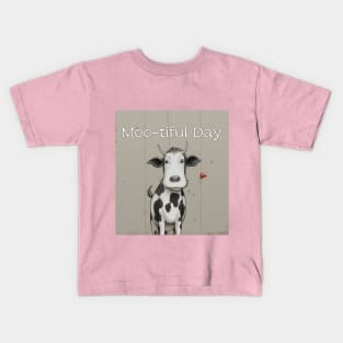 Cartoon Cow Moo-tiful Day Kids T-Shirt